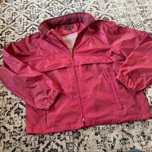 Vintage burgundy Eddie Bauer windbreaker with zip away hood size large